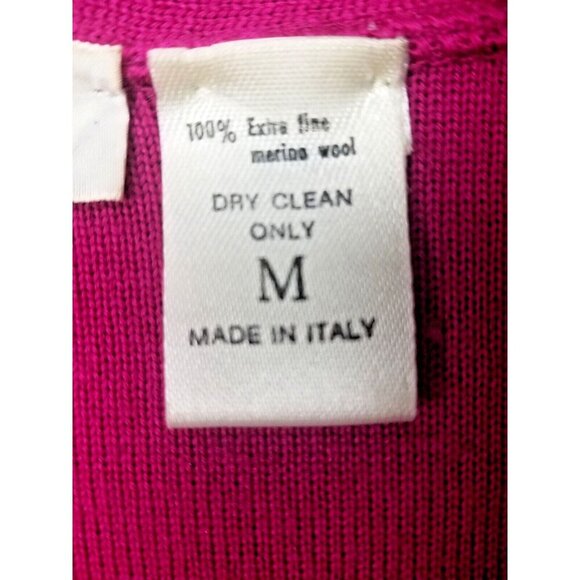 I.magnin design studio 100% merino wool black women's M open front sweater italy - Picture 8 of 11